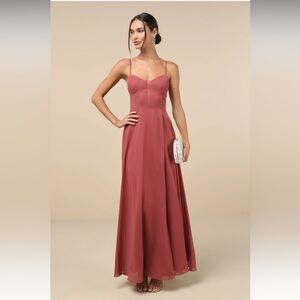 Stunning Grace Rusty Rose Cutout A-Line Maxi Dress